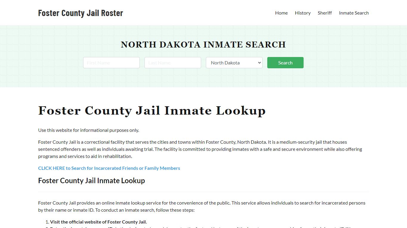 Foster County Jail Roster Lookup, ND, Inmate Search