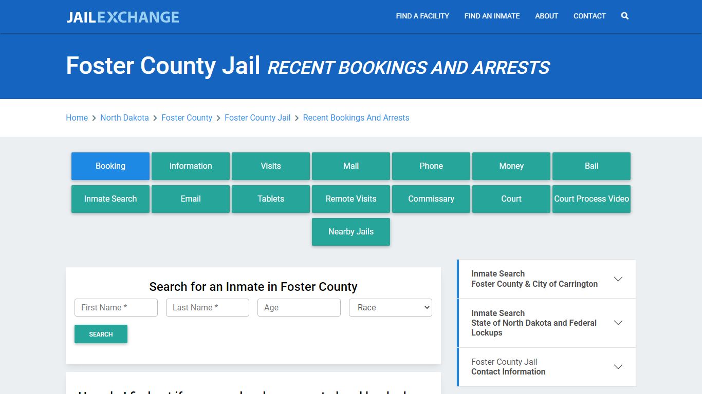 Foster County Jail Recent Bookings And Arrests - Jail Exchange