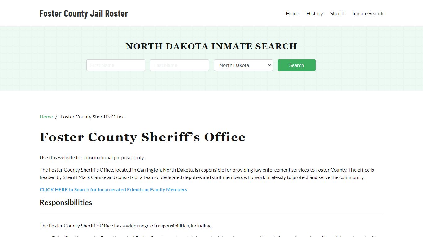 Foster County Sheriff Office, ND, Arrest Warrants Search